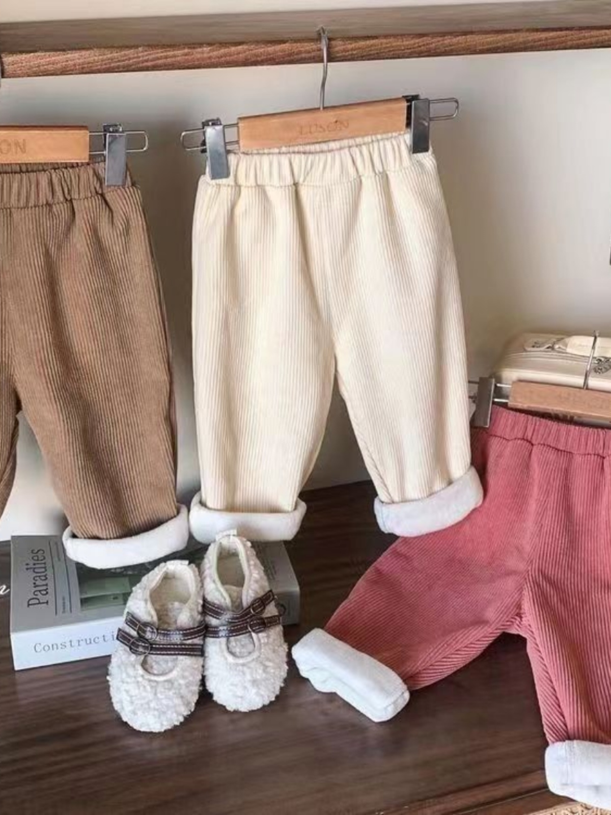 Winter Clothing Material - Herbst Winter Fleece-Gefütterte Cordhose mit Geradem