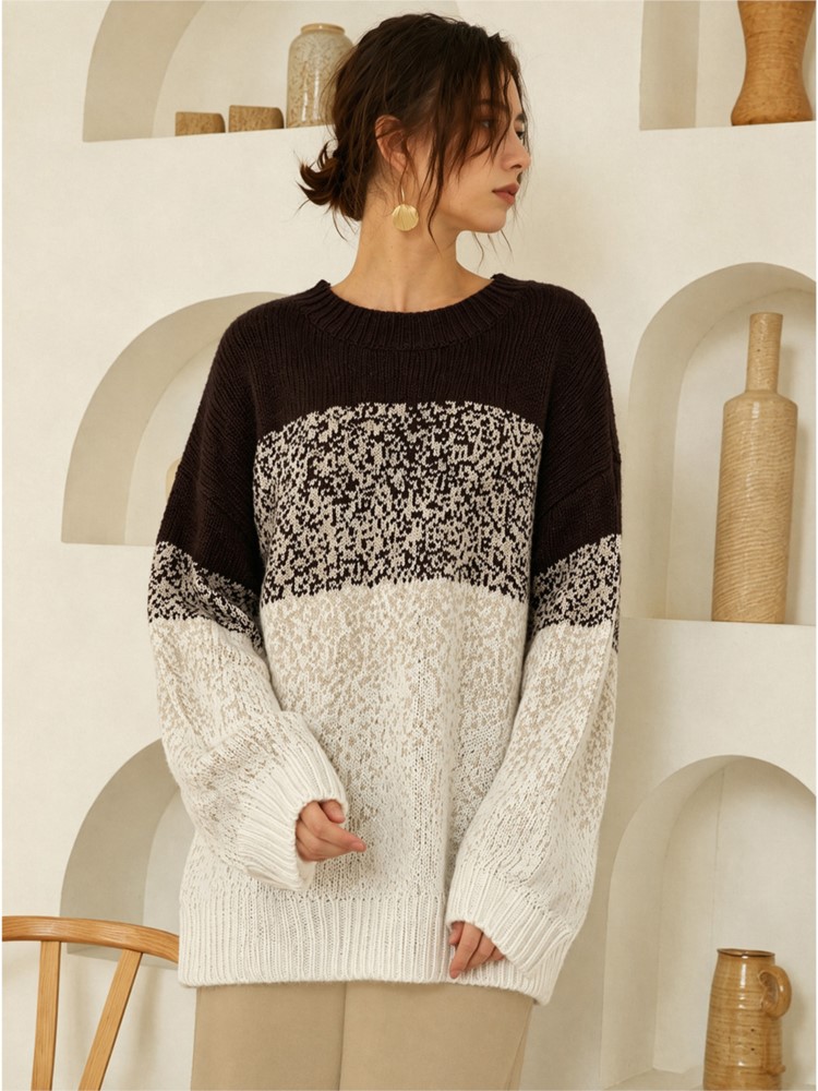 Winter Clothing For Plus Size Women - Damen Übergröße Lässiger Gestrickter Winter Langarm-Strickpullover