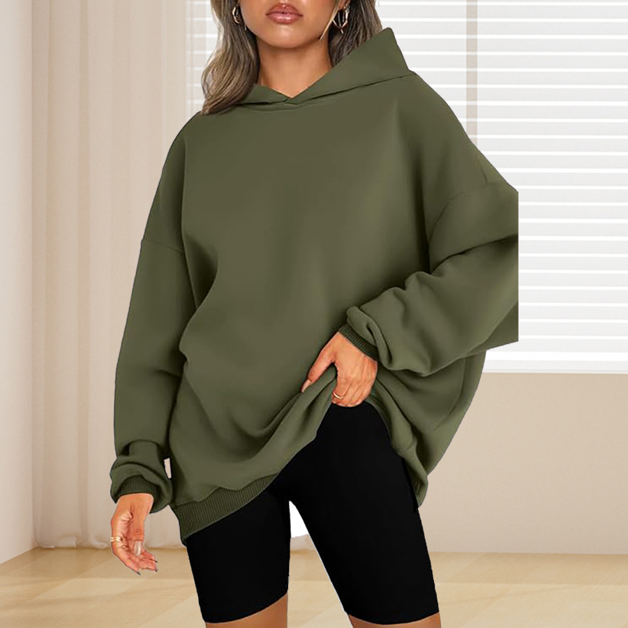 Einfarbiger Basic-Hoodie in Üb – Winter Clothing For Plus Size Women Bewertung und Preis